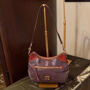 Dooney & Bourke Black and Brown Lizard embossed hobo Bag